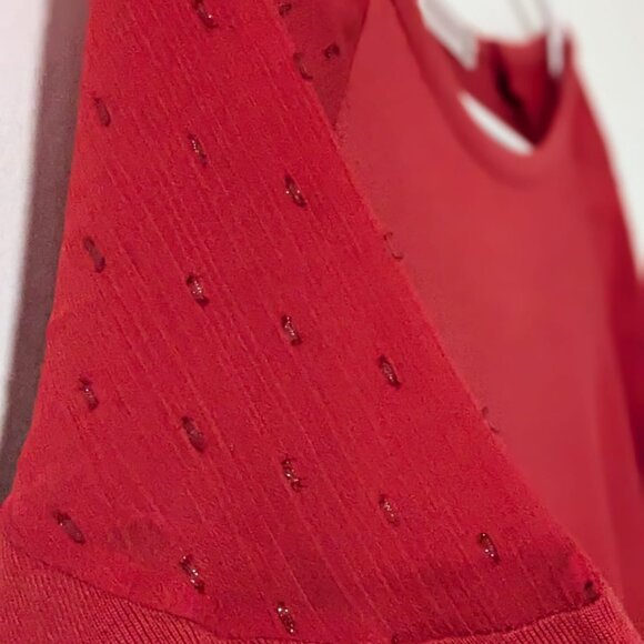 Retrology Sweater Womens Large Red Cable Knit Long Sleeve Round Neck Pullover - Picture 8 of 11